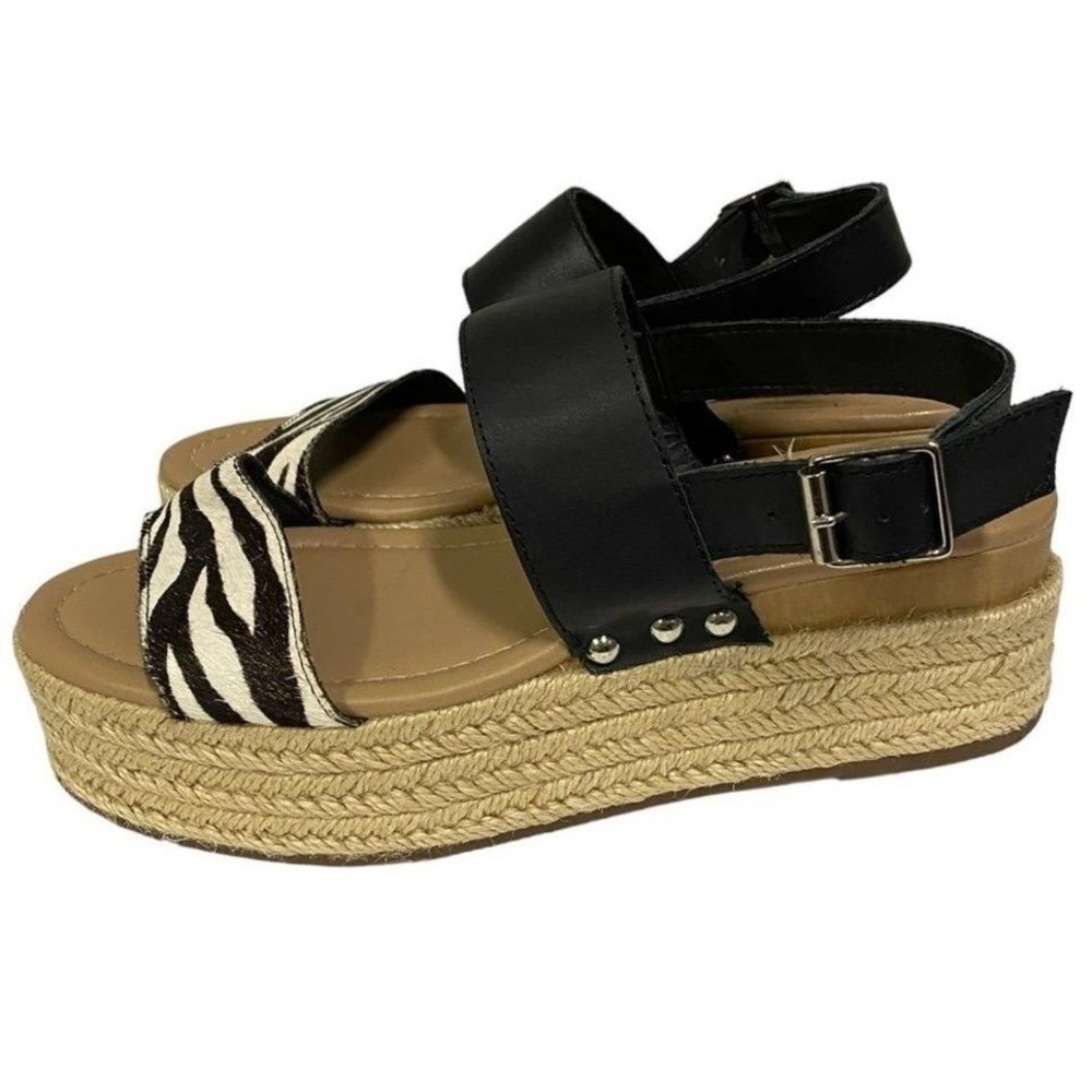 STEVE MADDEN Fifer Women's Black Zebra Platform Espadrille Sandals Size 7